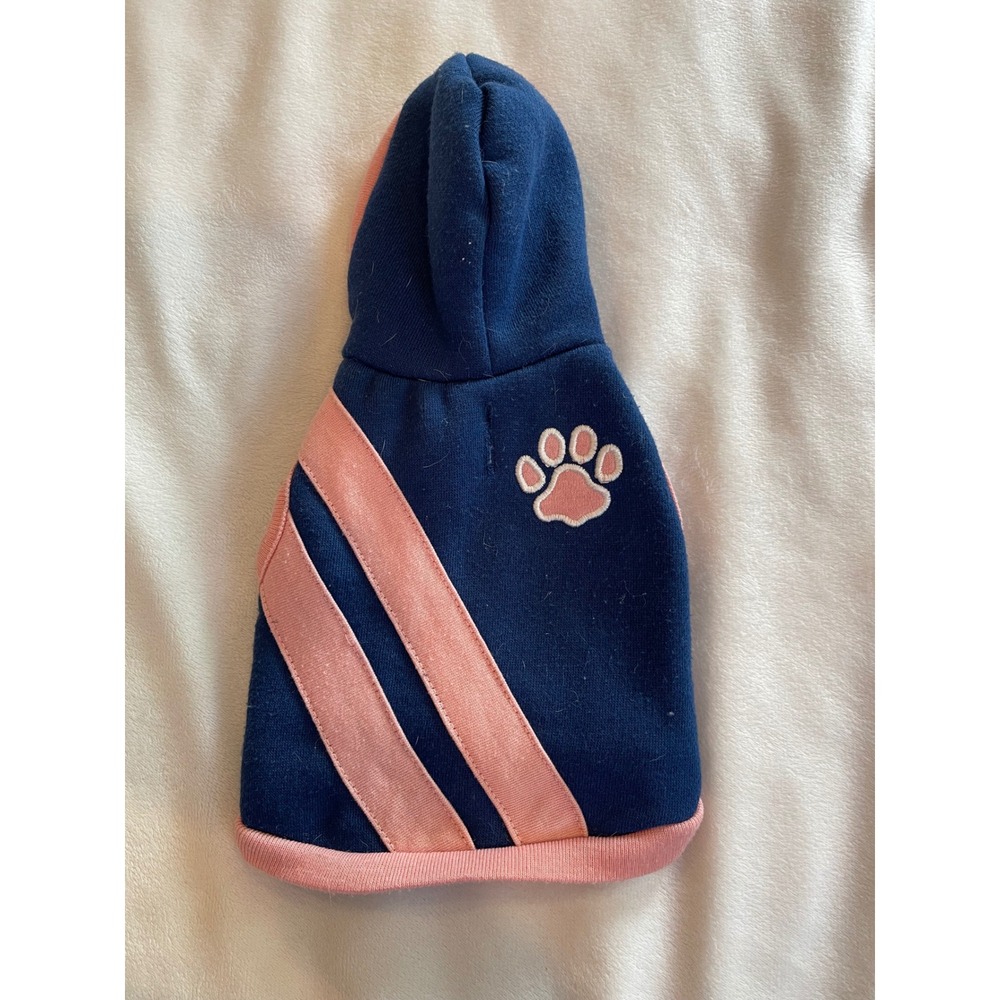 Martha Stewart Pets Dog Hoodie Navy Blue Pink Paw Print Small Pet Sweatshirt